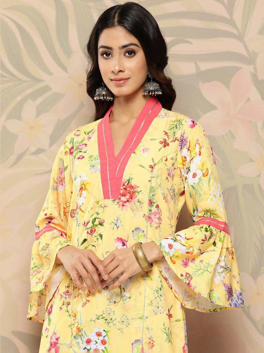 Ahalyaa Women's Traditional wear Kurta - Yellow - Distacart