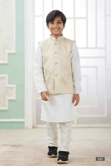 Raivat Ethnic Art Silk Embroidery Work 3 Pics Jacket Set In Off White Colour - Distacart