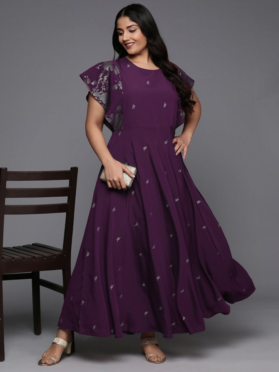 Ahalyaa Women's Traditional wear Ethnic Dress - Burgundy - Distacart