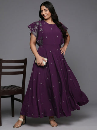 Ahalyaa Women's Traditional wear Ethnic Dress - Burgundy - Distacart