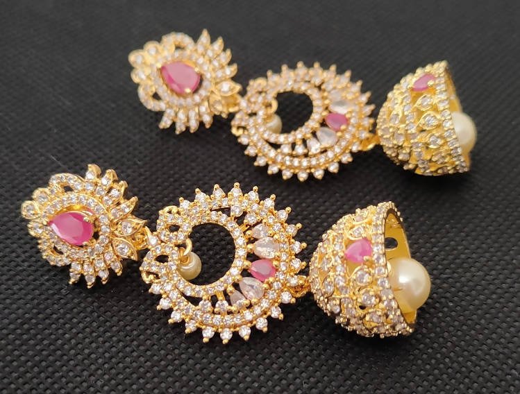 AD Emeralds Designer Beautiful 4 in 1 Earrings