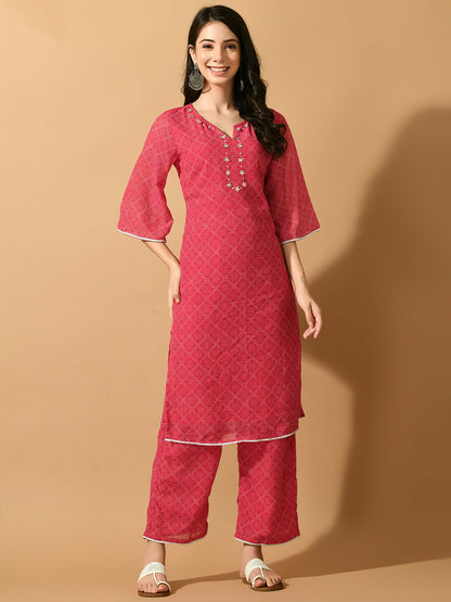 Myshka Women's Pink Embroidered Party Kurta Sets - Distacart