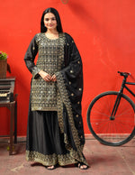 Thumbnail for Lehenga Mart Designer Chinon Sharara Suit With Sequence Embroidered Work - Black - Distacart