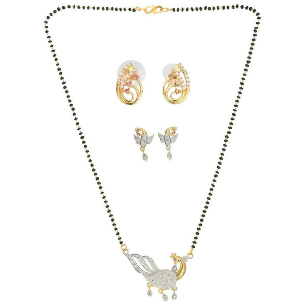 AanyaCentric Gold Plated Mangalsutra with Pendant, 2 Pair Earrings - Distacart
