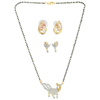 AanyaCentric Gold Plated Mangalsutra with Pendant, 2 Pair Earrings - Distacart