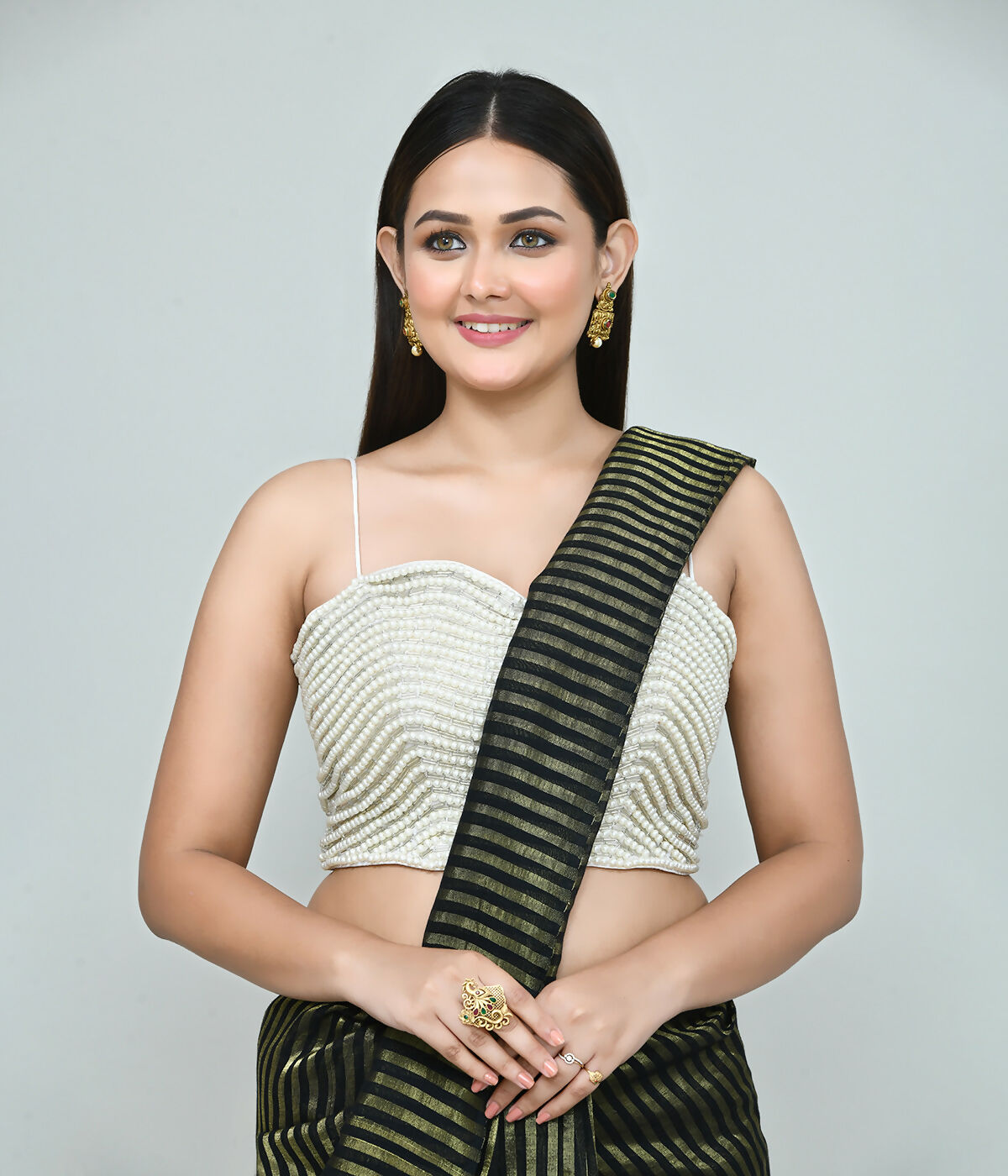 Joban Fashion Women's White Embroidered Stitched Blouse