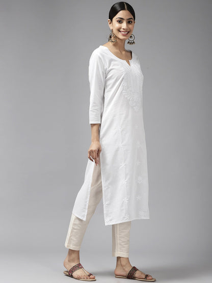 Yufta Embroidered Cotton Kurta - Distacart