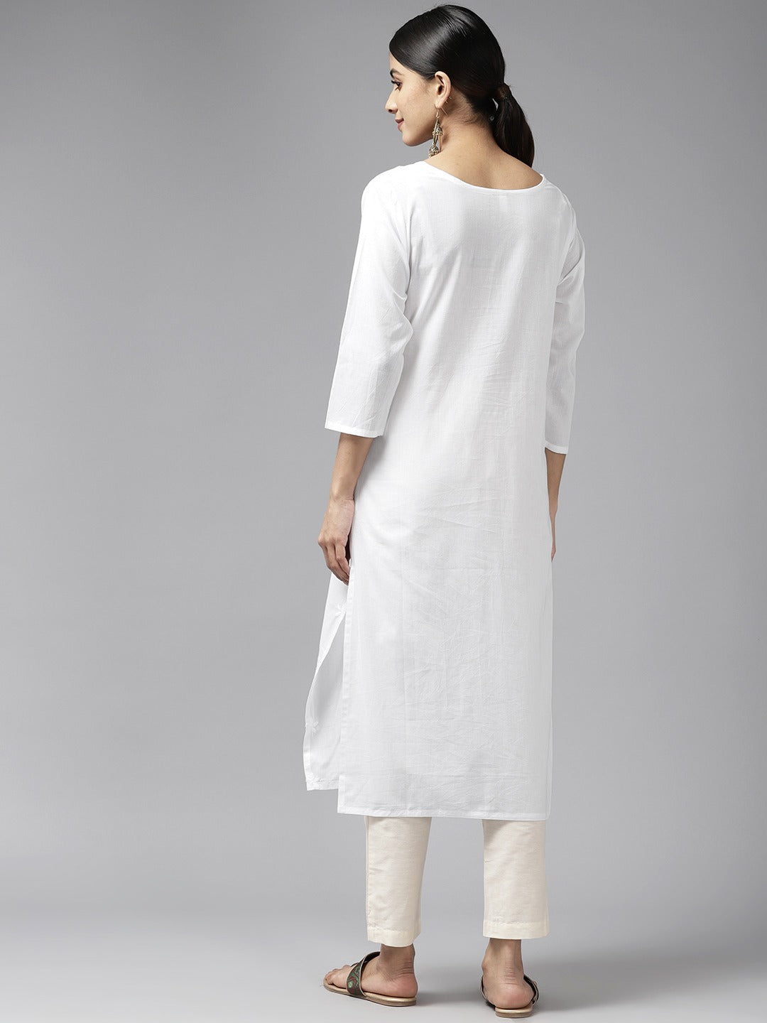 Yufta Embroidered Cotton Kurta - Distacart
