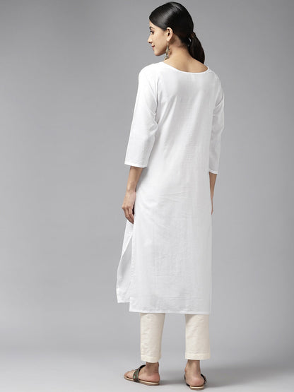 Yufta Embroidered Cotton Kurta - Distacart