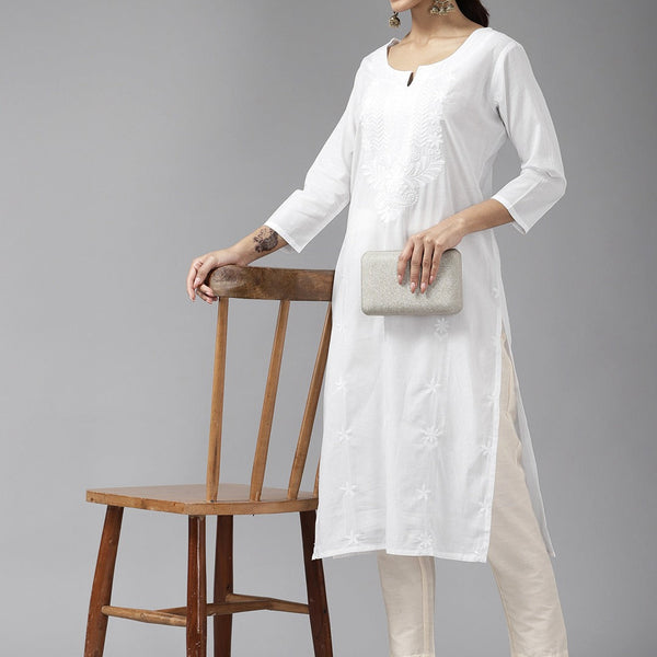 Yufta Embroidered Cotton Kurta - Distacart