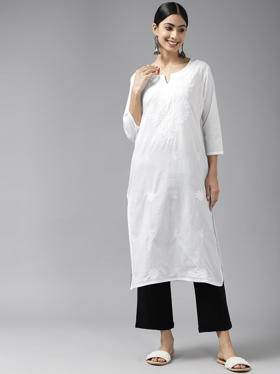 Yufta Embroidered Cotton Kurta - Distacart