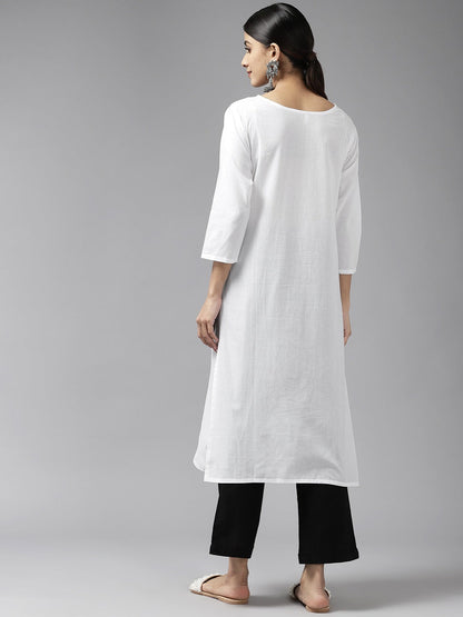 Yufta Embroidered Cotton Kurta - Distacart