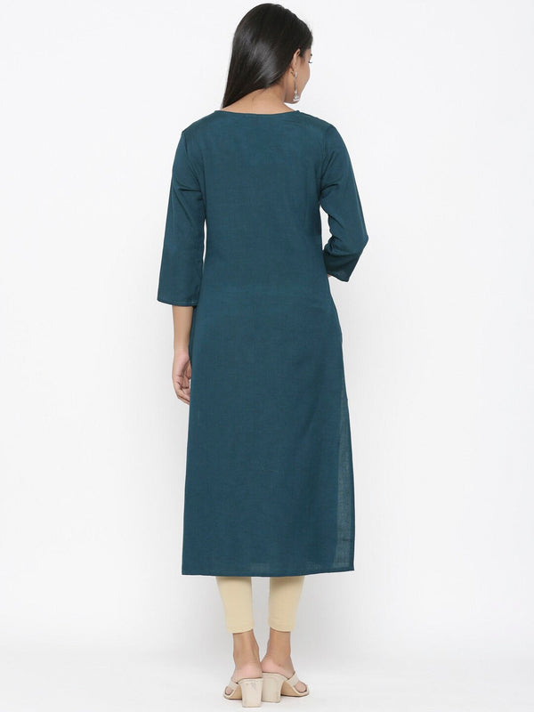 Yufta Embroidered Straight Kurta