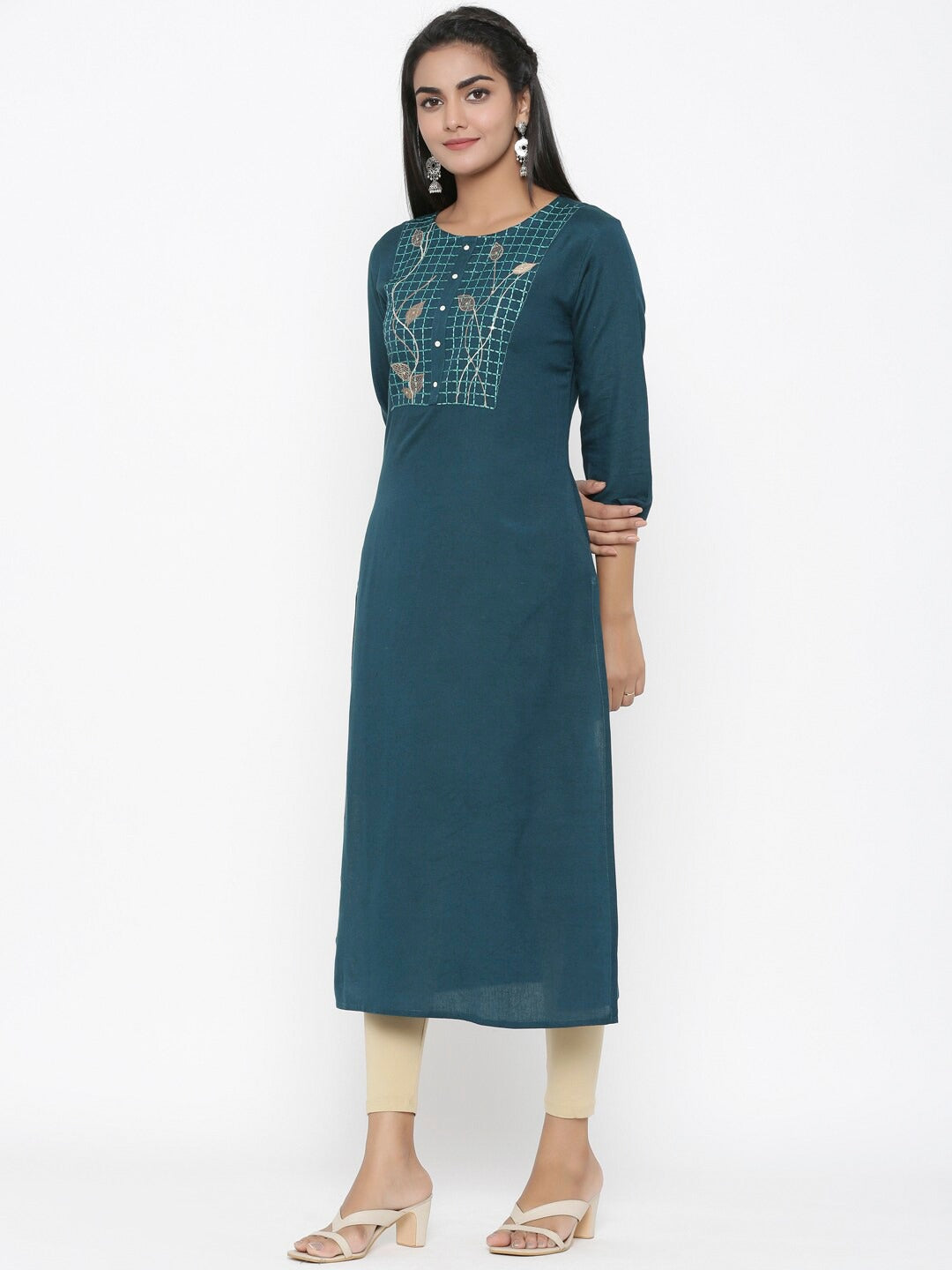 Yufta Embroidered Straight Kurta - Distacart
