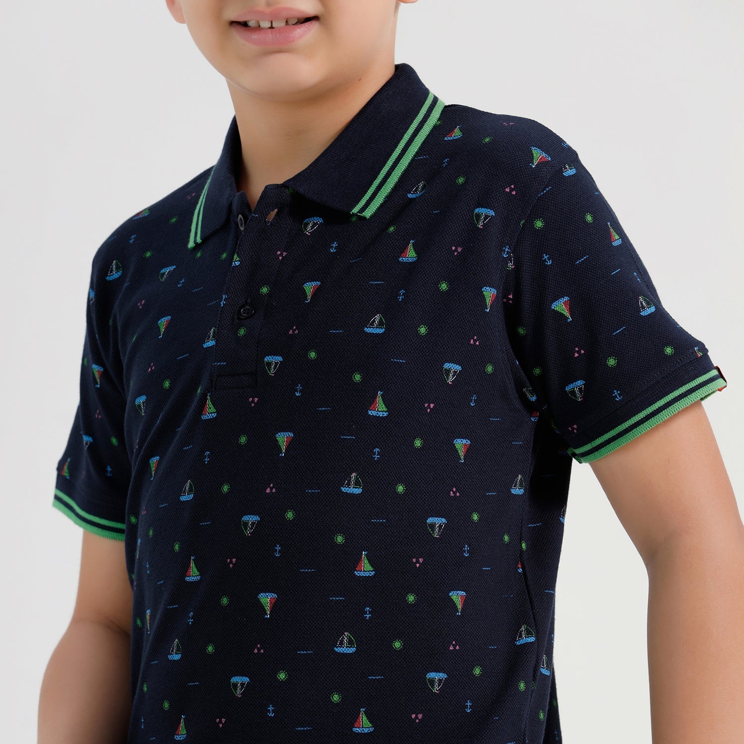 Chilins Boys Cotton Printed Collared Polo Tshirt