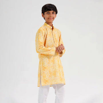 Chilins Ethnic Wear Stylish Printed Embroidery Orange Kurta for Boys - Distacart