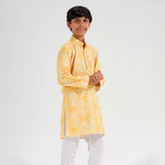 Thumbnail for Chilins Ethnic Wear Stylish Printed Embroidery Orange Kurta for Boys