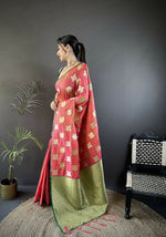 Thumbnail for Joban Fashion Orange Elephant Motif Soft Silk Banarasi silk Saree - Distacart