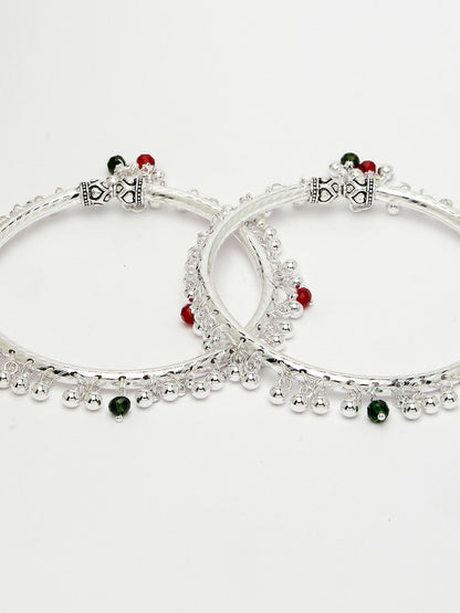 NVR Women's Set of 2 Silver-Plated Kada Anklets - Distacart