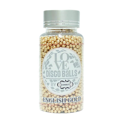 confect english gold disco balls sprinkles 3 mm 120 gms