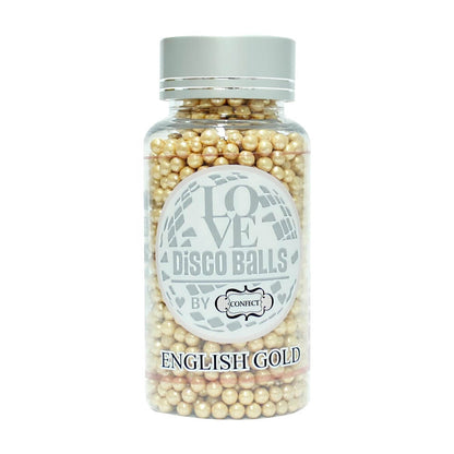confect english gold disco balls sprinkles 6 mm 120 gms