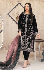 Thumbnail for Anaita Black Velvet Suit with Embroidery Sequence Work