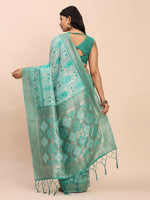 Thumbnail for Astita Linen Cotton Sea Green Saree