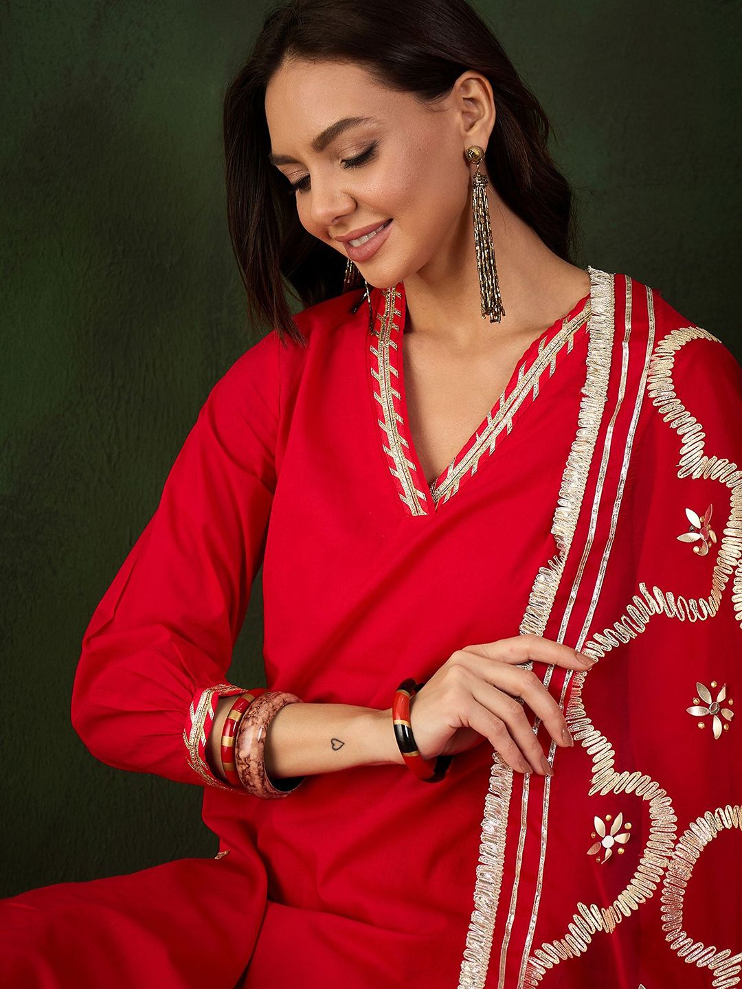 Sangria Embroidered Pakistani Kurta & Salwar With Dupatta - Distacart