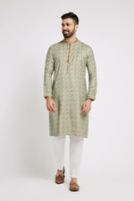 Thumbnail for Ethnic India Blue Men's Kurta Floral Polyester - Distacart