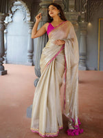 Thumbnail for Mitera Gotta Patti Supernet Saree - Distacart
