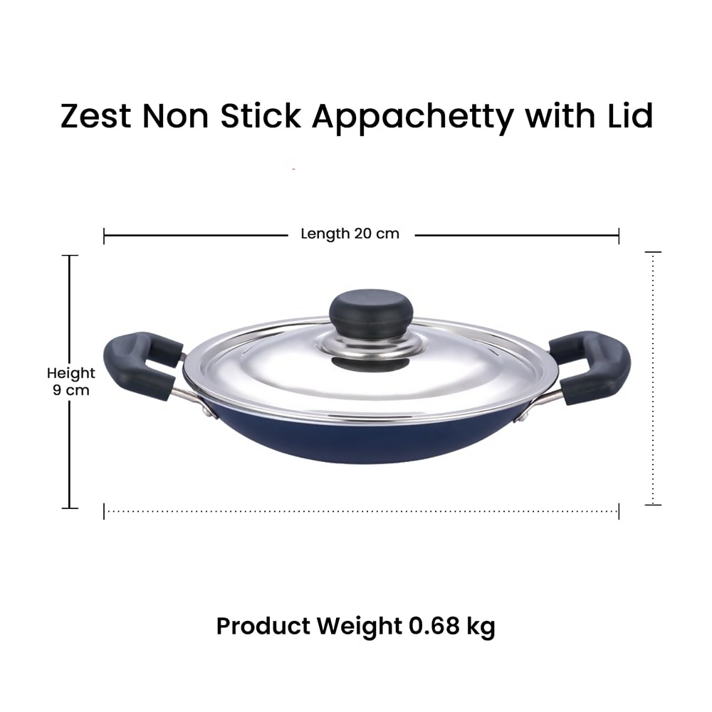 Vinod Zest Non Stick Appachetty with Lid - Dista