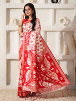 Thumbnail for Astita Linen Cotton Red & White Saree
