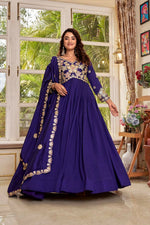Thumbnail for Teeya Creation Womens Casual Party Wear Heavy 5Mm Sequence Embroidery Work Gown Set - Dista