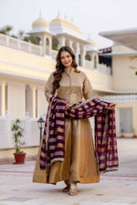 Thumbnail for Teeya Creation Multi Color Pure Banarasi Viscose Wedding Wear Long Gown - Distacart