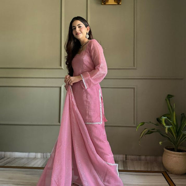 Teeya Creation Pink Color Crunchy Silk Party Wear Salwar Suit - Distacart