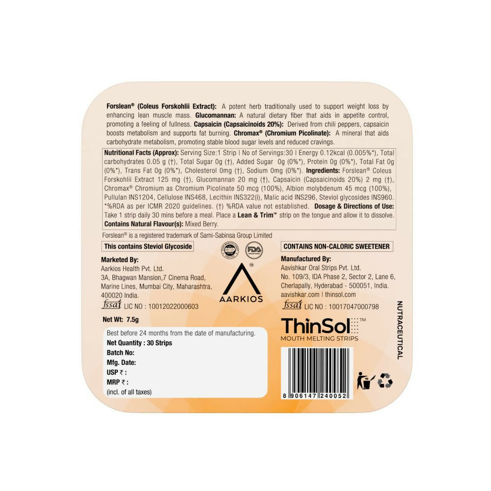 HealthAid Lean & Tirm ThiSolves Oral Strips - Distacart