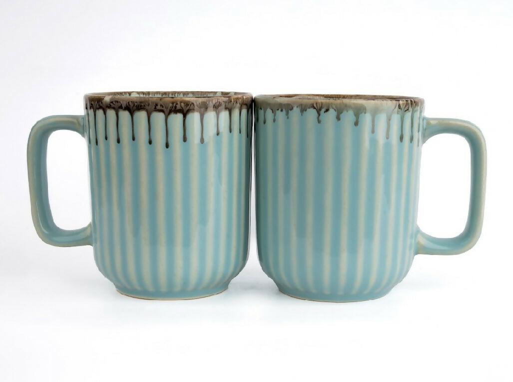 Simply Soho Aqua Drizzle Mugs - Distacart