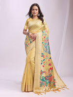 Thumbnail for Astita Linen Cotton Yelllow Saree
