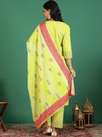 Thumbnail for Sangria Pure Cotton Embroidered Kurta & Trouser With Dupatta