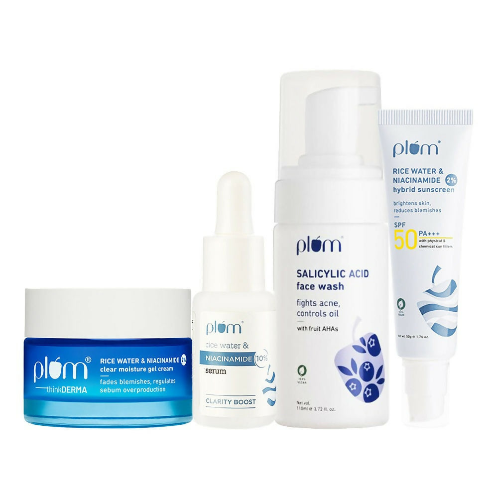 Plum CSMS (Cleanser, Serum, Moisturizer, Sunscreen) Combo for Bright, Clear & Blemish-Free Skin - Distacart