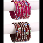 Thumbnail for Afast Bridal Wedding & Party Fashionable Colorful Glass Bangle/Kada Set, Pack Of 12 - Maroon, Pink - Distacart