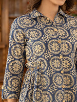 Thumbnail for Yufta Ethnic Motifs Print Navy Blue Cotton Co-Ord Set