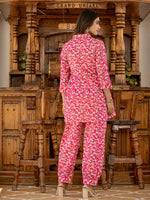 Thumbnail for Yufta Ethnic Motifs Print Pink Cotton Co-Ord Set
