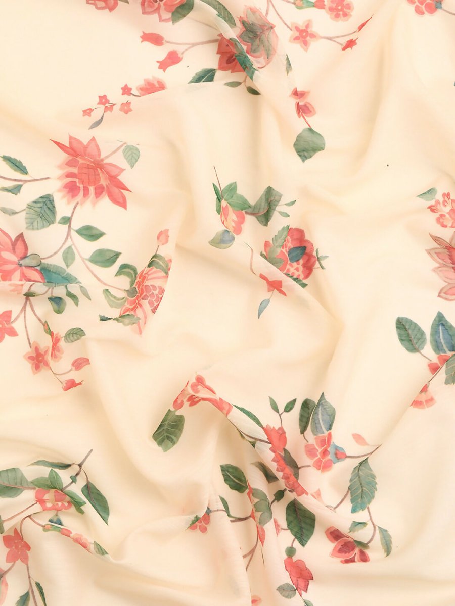 Ahalyaa Women's Traditional Semi Stitch Saree - Off White - Distacart