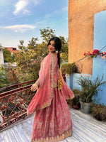 Thumbnail for Teeya Creation Womens New Traditional Peach Heavy Work Ethnic Ensemble Lehenga Set - Dista