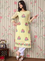 Thumbnail for Ode by House of Pataudi Floral Embroidered Thread Work Floral Georgette Straight Kurta - Distacart