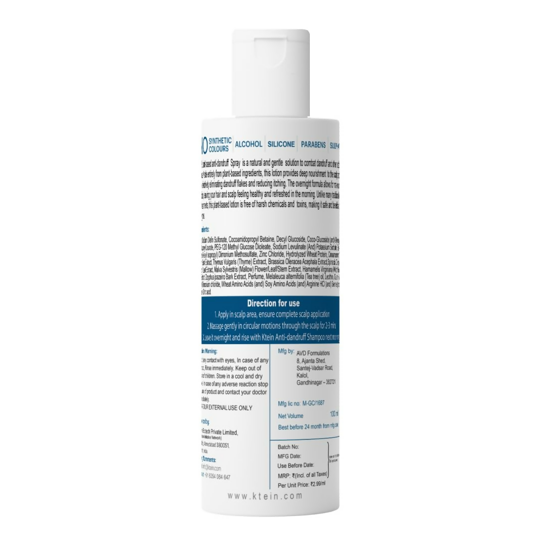 Ktein Natural 100% Plant Based Anti Dandruff Shampoo - Distacart