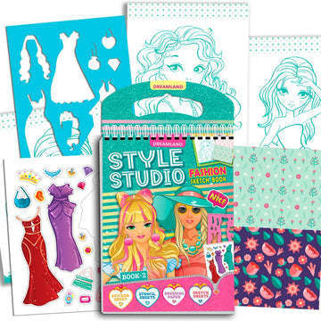 Dreamland Publications Style Studio Fashion Sketch Activity Book 2 for Girls Age 4-8 years - Distacart