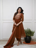 Thumbnail for The52 Women's Beautiful Cotton Fabric Embroidery Work Straight Kurta Pant and Dupatta Set - Distacart