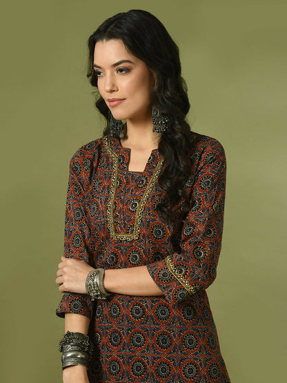 Myshka Women's Multi Printed Cotton Straight Party Kurta Set - Distacart